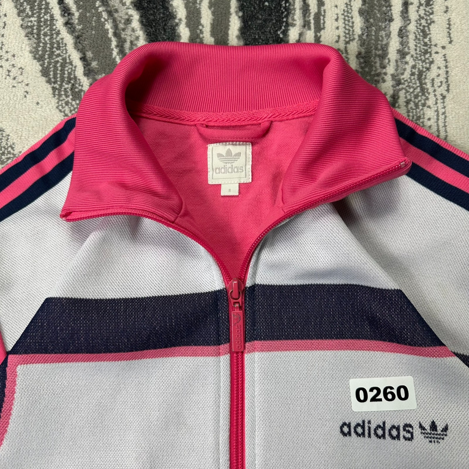 VTG Adidas 2000's Colorblock Pink White Small Funnel Neck Tracksuit Track Jacket image 2