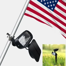 Flag Pole Light Solar Powered, 2200mAh 2-in-1 Solar Light for Flagpole and Gr...