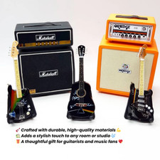 Mini Guitar and Bass Set with Dual Amplifiers for 1:12 Music Diorama Display