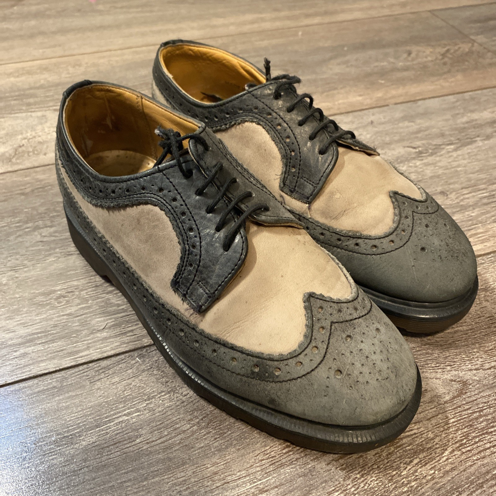 SAOLA Oxford vintage Dr Martens 3989 punta alare Brogue 2 toni made in England taglia 5