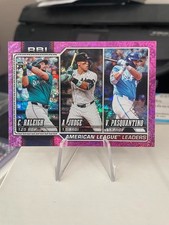 2026 Topps Series 1 #211 AL RBI Leaders Pink Holofoil Raleigh/Judge/Pasquantino