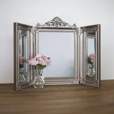 Large Dressing Table Mirror Home Decor Folding 3 Sided Tri Fold Champagne  Vanity | eBay
