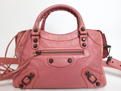 BALENCIAGA 　シティ　2WAY ショルダー Balenciaga The City 2Way Mini Handbag Shoulder Bag Pink With Strap