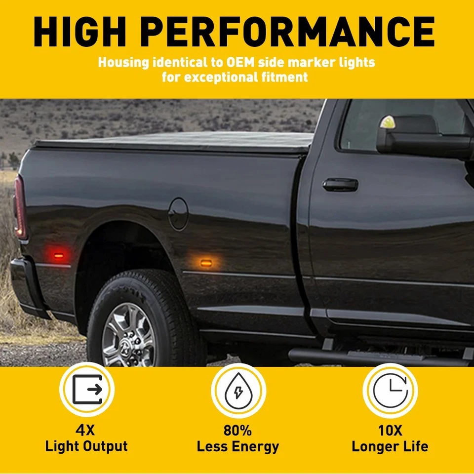 4-40 дымчатых светодиодных габаритных огней на крыло для двойной кровати 10-18 Dodge RAM 2500 3500 - Изображение 4 из 4