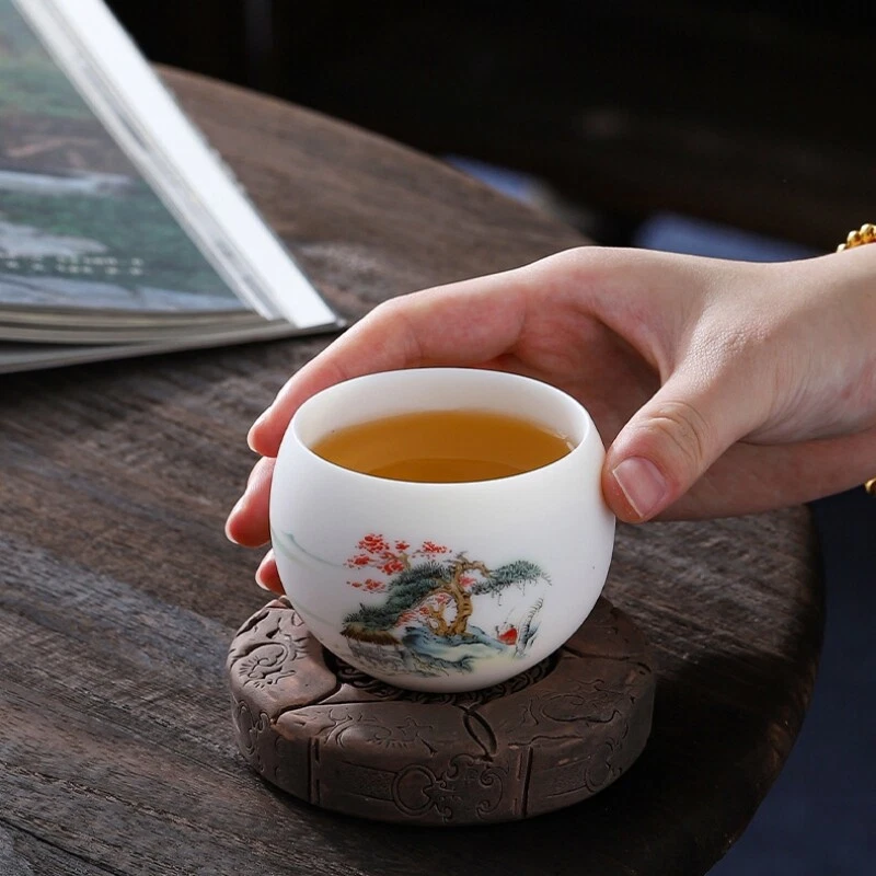 Una taza de té boutique dibujo a mano cordero grasa jade porcelana taza maestra 130毫升 全新- Foto 2 de 4