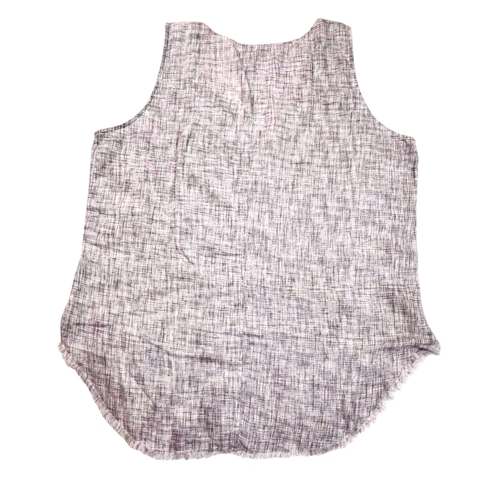 Camiseta sin mangas Anthropologie Cloth & Stone cuello en V lino flecos dobladillo gris para mujer grande Foto 2 de 4