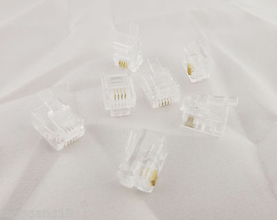 50pcs Durable 4 Pin RJ-11 6P4C Modular Plug For Solid Telephone ...