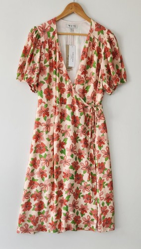 FOREVER NEW CURVE Size 16 NWT $139 Daisy Print Curve Midi Wrap Dress - Picture 2 of 6