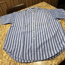 Tommy Hilfiger Men's Blue Button up Short Sleeve Sizes, Medium Preowned Cpix