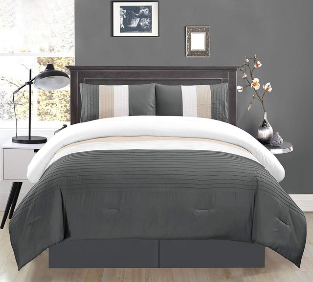 Dark Grey Light White Pin Tuck Regatta Down Alt Comforter Set Cal King Size For - Light Grey King Bedding Set Dark Grey Light White Pin Tuck Regatta Down Alt Comforter Set Cal King Size For - Light Grey King Bedding Set