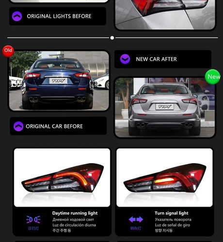 Rear Tail Lights Lamp For Maserati Ghibli 2014-2022 Upgrade Assembly DRL Running - Foto 8 di 12