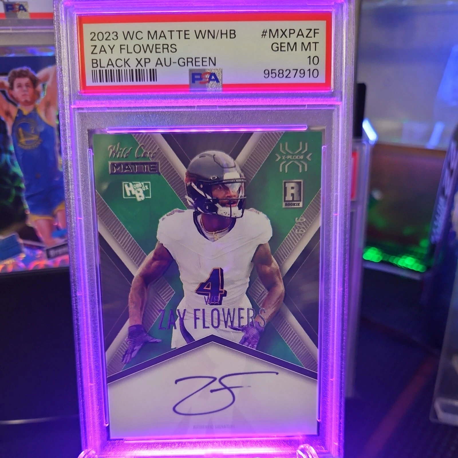 Zay Flowers Wild Card Matte Whatnot/Hobby Box Exclusive Black X-Plode Autographs #MXPAZF Green