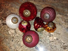 7 Kugel Midwest & KUGEL STYLE Heavy Satin & Crackle Glass Ornament Lot Assorted