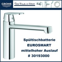 Grohe Eurosmart SpüLtischbatterie Hochdruck Chrom 30193000 - Mittelhoher Auslauf