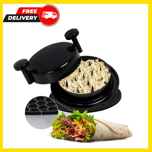 Large Chicken Shredder Tool Twist Meat Shredding Grinder Handles Non-Slip + Mat