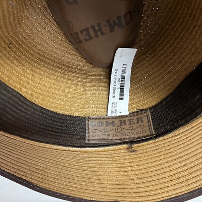 SOM-HER Hats Western Men\'s / Women\'s Brown/BLK Straw Cowboy Hat Classic Style M Fluffy Sense Straw Cattleman Crease Western Hats for Cowboys  main image 4