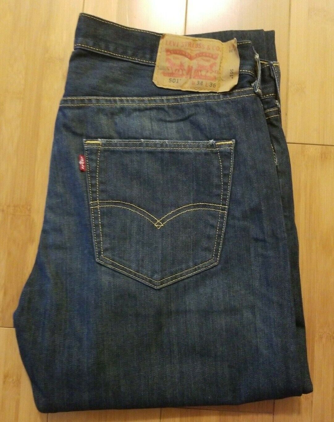 Men's Levis 501 Regular Blue Denim Jeans W34 L36 … - image 1