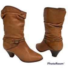 Vtg 80's Catleia Brazil Leather Western Mid Calf Braided HARNESS Boots 6.5 1/2 M