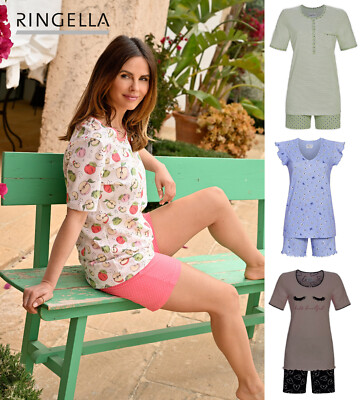 RINGELLA Damen Pyjama Größe 40-52 Kurzarm diverse Dessins kurz Shorty