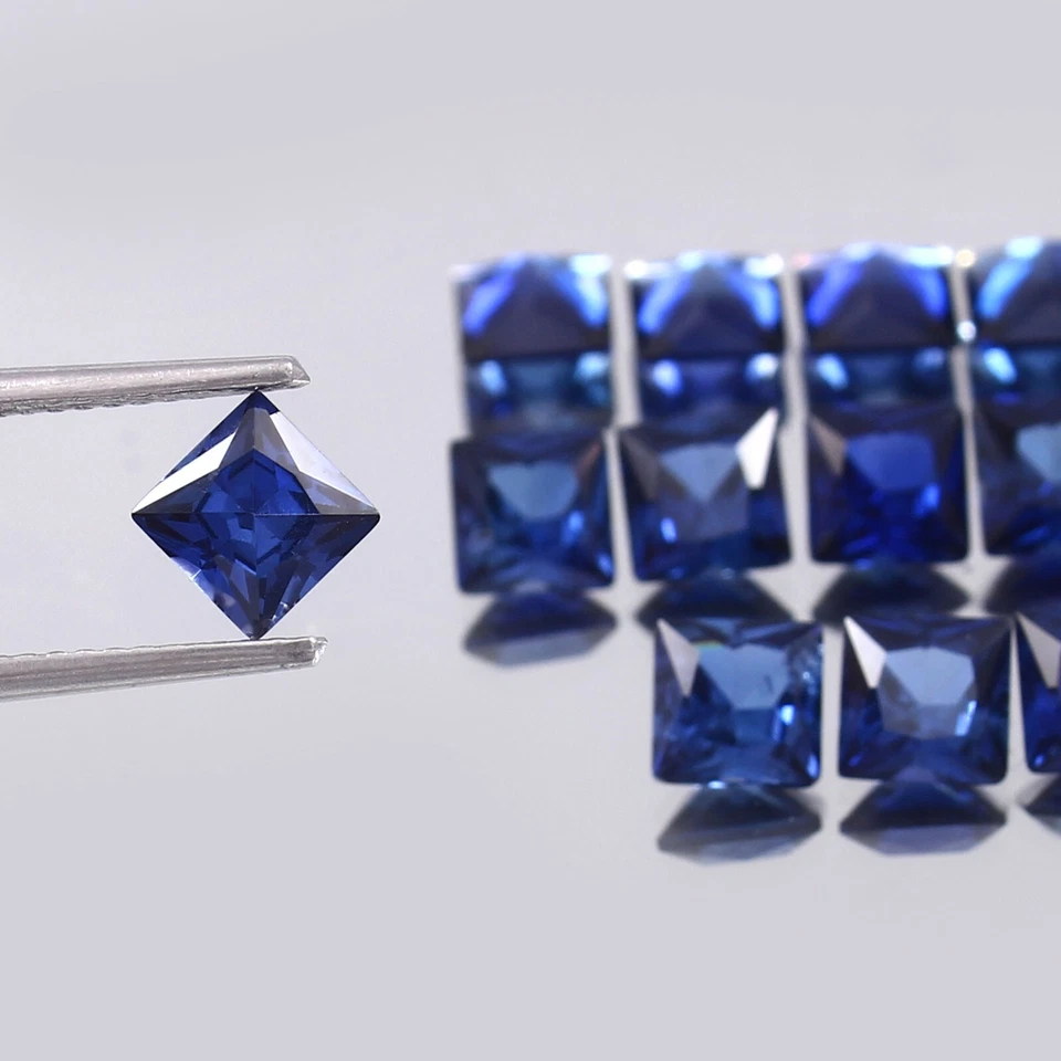 AAA Natural Ceilán Zafiro Azul Suelto Cuadrado Piedra Preciosa Corte Princesa 5x5MM -20 Piezas Foto 2 de 4