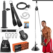 Weight Cable Pulley System Gym Tricep Pull Down Bicep Curl Shoulder Back Forearm
