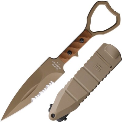 Halfbreed Blades Fixed Knife 4'' Part Serrated Bohler K110 Tool Steel Blade G10