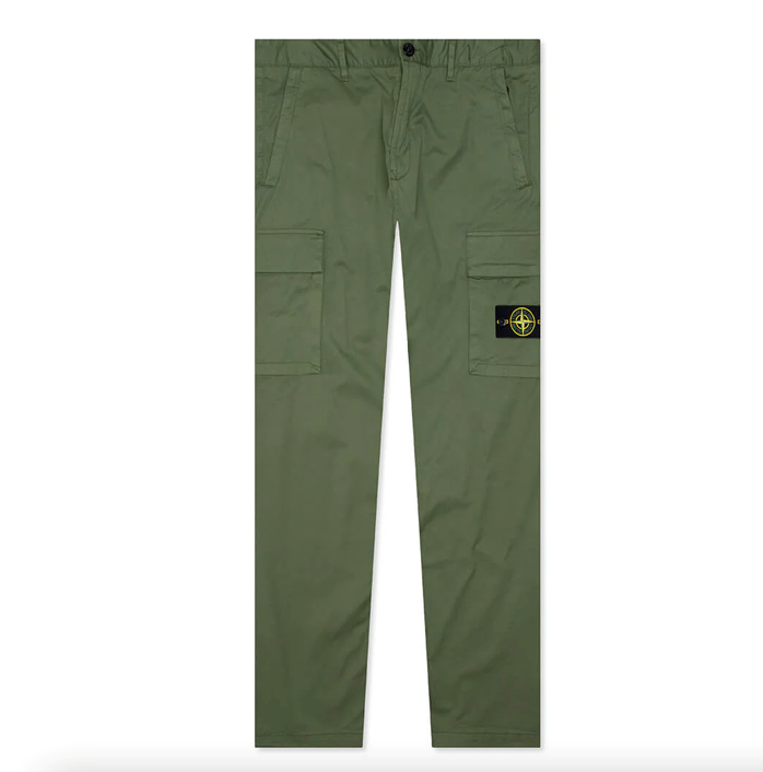 パンツ STONE  CARGO PANTS W29 Stone Island Olive Green Men's Stretch Gabardine Trousers/Pants