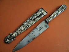 antique 1960s Argentine creole gaucho knife german silver rural scenes atahualp