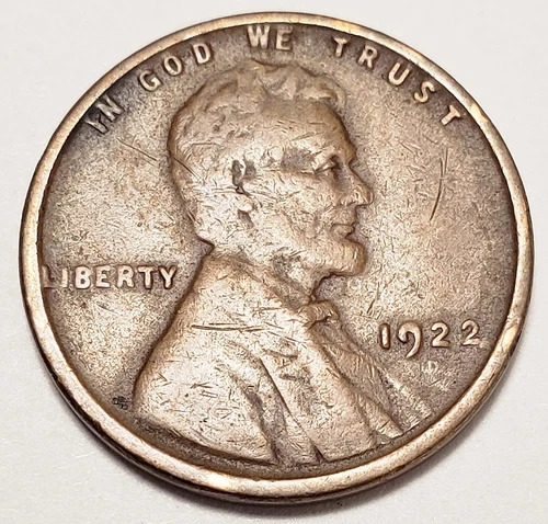 1922 D Lincoln Wheat Cent / Penny *WEAK D*   *VF - VERY FINE*