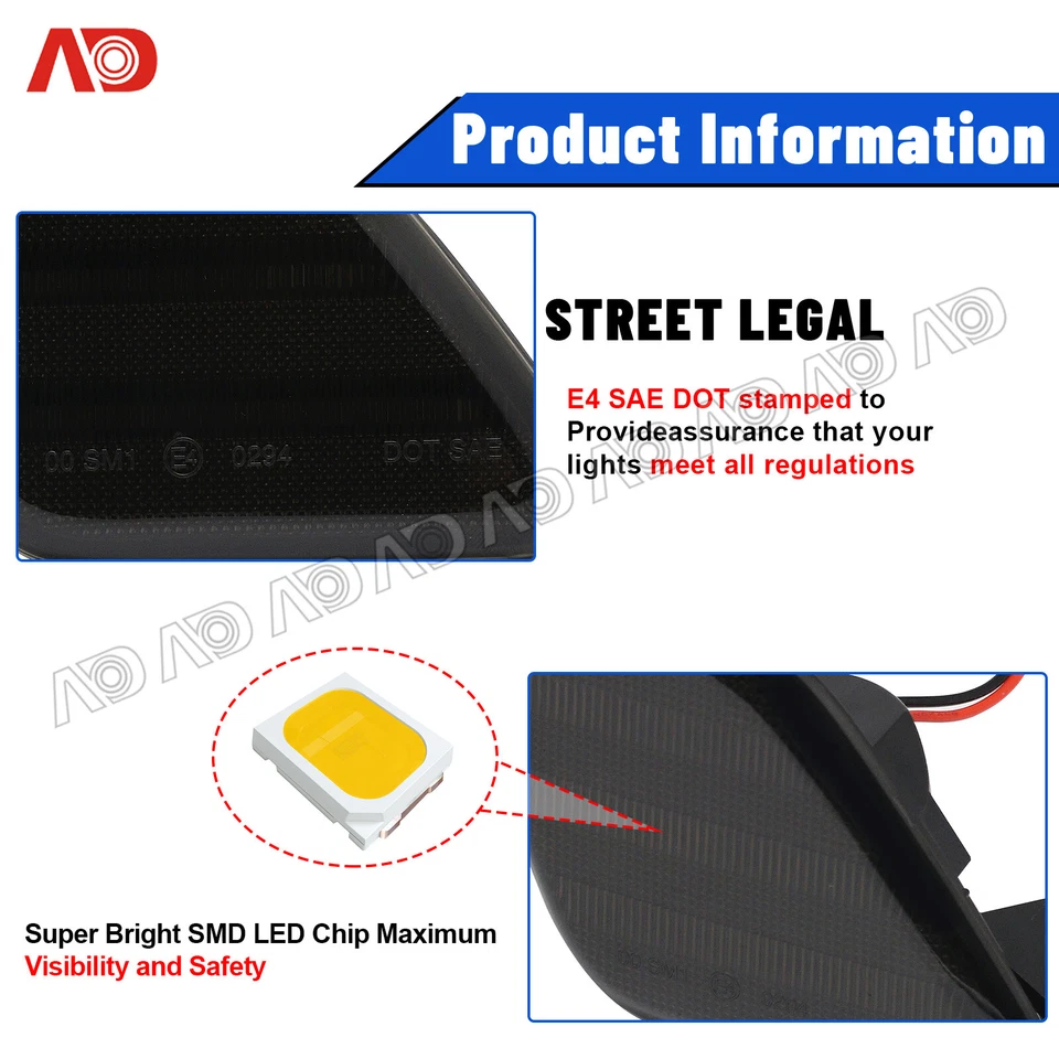 Smoked LED Side Marker Lamp For 2010-2013 Mercedes-Benz W221 S Class CLS63 AMG - Image 4 of 4