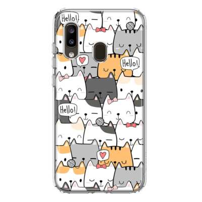 Mundaze Case for Samsung Galaxy A20 Cover Cat Friends Hello