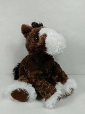 6" Aurora Mini Flopsies Pony Horse Brown White Plush Stuffed Lovey Clydesdale