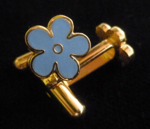 MASONIC CUFFLINKS - FORGET ME NOT - GOLD TONE ENAMEL - 11 mm - Picture 1 of 1