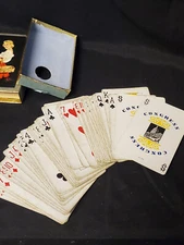 Vintage US Playing Card 606 Congress Flower Girl w Basket Cel-U-Tone Finish Box