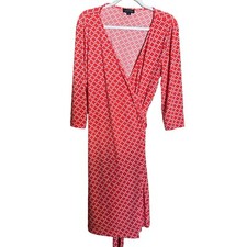 TAHARI ASL Arthur Levine Wrap Dress Womens 12 Multicolor Geometric Print Stretch