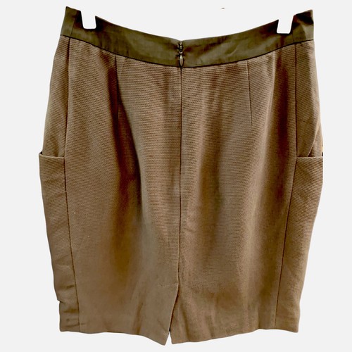 FEI Anthropologie Brown Silk Cotton Blend Asymmetric Pleat Tulip Mini Skirt Sz 2 - Picture 3 of 9
