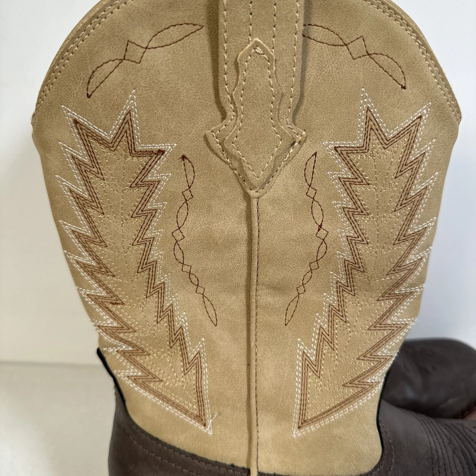 "Botas de Vaquero Roper Bronceadas y Marrón Bordadas Niños Talla 7 Western 10"" Eje Puntera Cuadrada" Foto 4 de 4