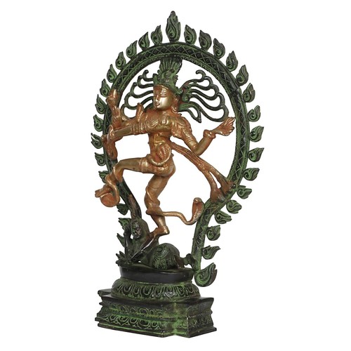 Brass Lord Shiva Dancing Nataraja Statue Handcrafted Antique Finish God Idol 21" - Picture 4 of 6