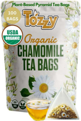 Organic Chamomile Tea Bags - 100 Count (Plant-Based Pyramid Tea Bags)