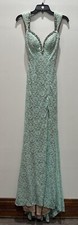 Jaaz Couture Sequined Lace Gown Sz 0 Lined Elegant Formal Dress Mermaid Aqua