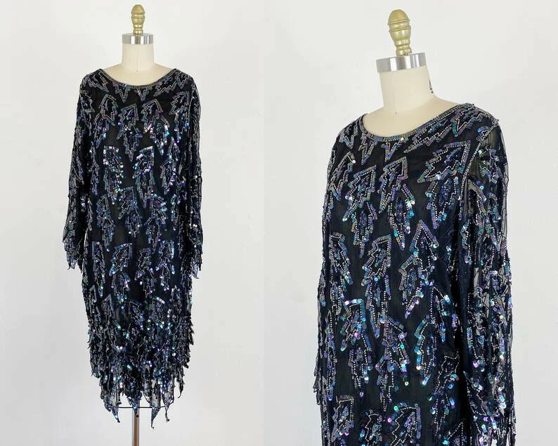 Sequin dress 80s best sale style