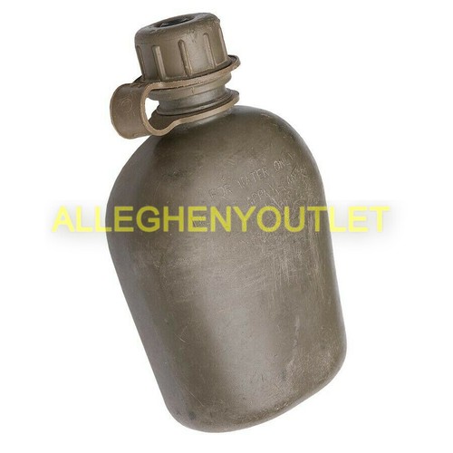 US Military 1 Quart 1QT Hard Plastic Canteen, OD Green Rigid USGI GC