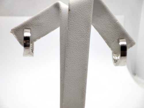 Orecchini Cerchio. orecchini uomo donna argento 925 con zirconi bianchi 14 mm - Foto 6 di 16