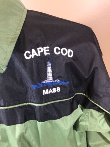 Cape Cod Raincoat homme S Zip Up Massachusetts vert maille noire riches sports - Photo 1/17