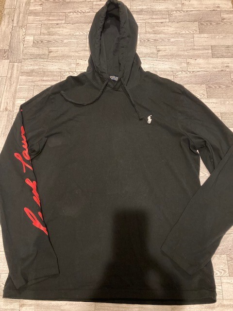 Polo Ralph Lauren manica lunga con cappuccio sottile grande logo pony nero grande