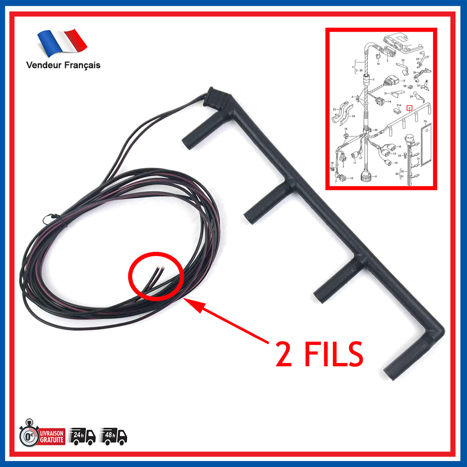 Faisceau de bougie de préchauffage anti-raté d'allumage pour Seat Leon 1M1 et Bora