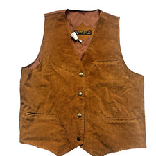 Vintage Don't Stop Classics Leather Vest Men Sz L Brown Western Snap 80s