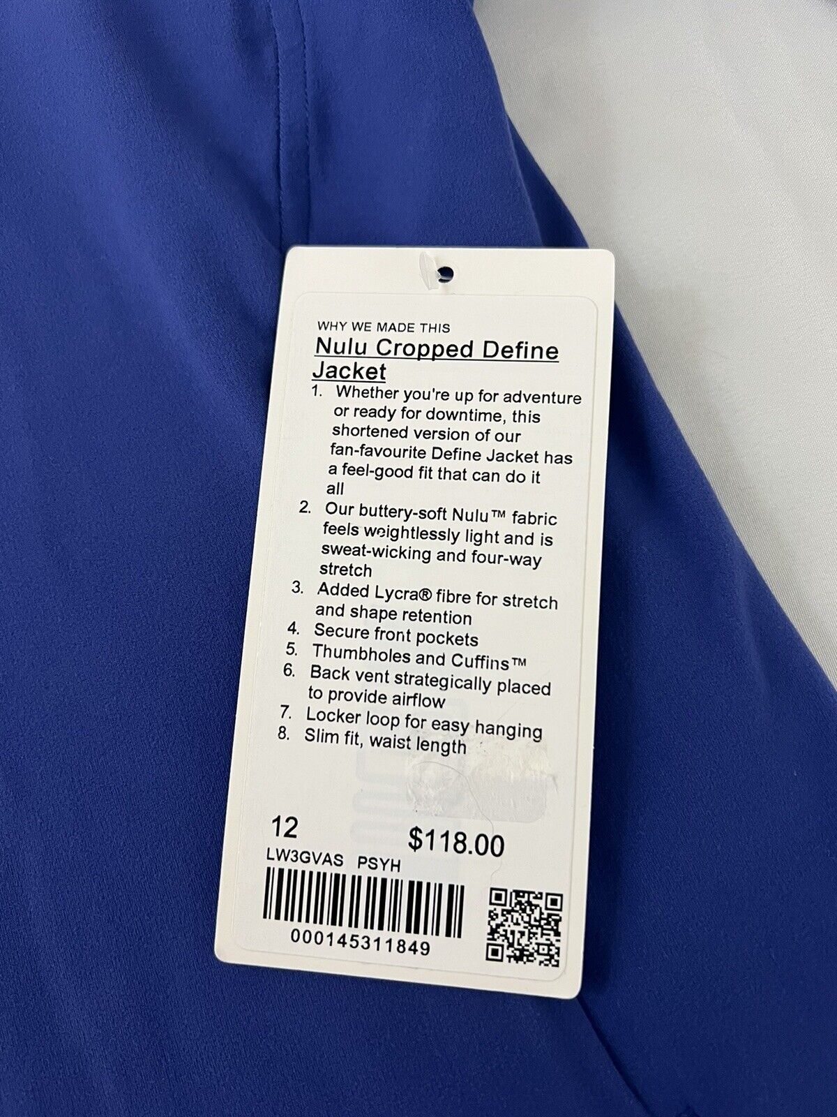 LuluLemon Nulu Cropped Define Jacket, Powder blue, Size 0 for Sale in San  Diego, CA - OfferUp