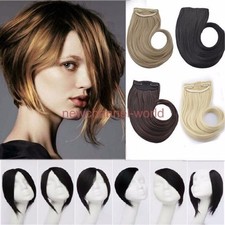 Long New Clip In Front Hair Bang Side Fringe Hair Extension Real Natural Bangs