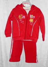 Toddler TrackSuit 3 Piece 2 B Real Size 12 Months NWT Red Multi Color Polyester